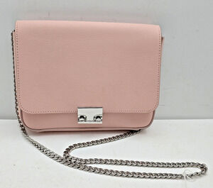 Loeffler Randall Leather Crossbody Clutch Salmon Pink Chain Strap Envelope Bag